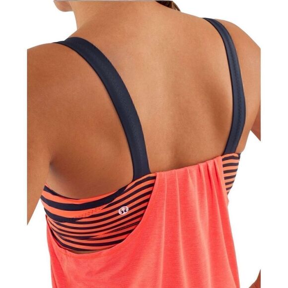 Lululemon run back on track tank top light flare/ inkwell stripe size 10 - Picture 3 of 16